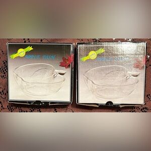 2 -New Clear Glass Alco Apple Dishes